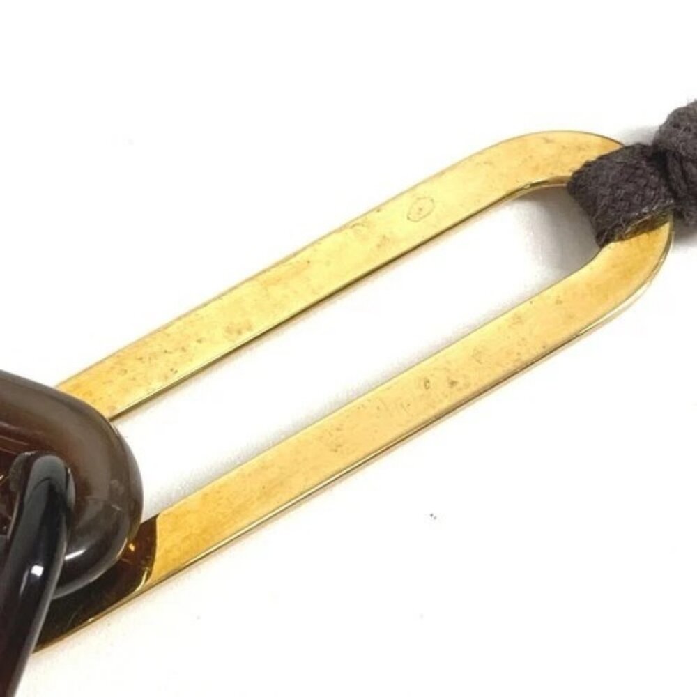 HERMES logo water buffalo Necklace Buffalo horn Brown/Gold - Picture 8 of 13